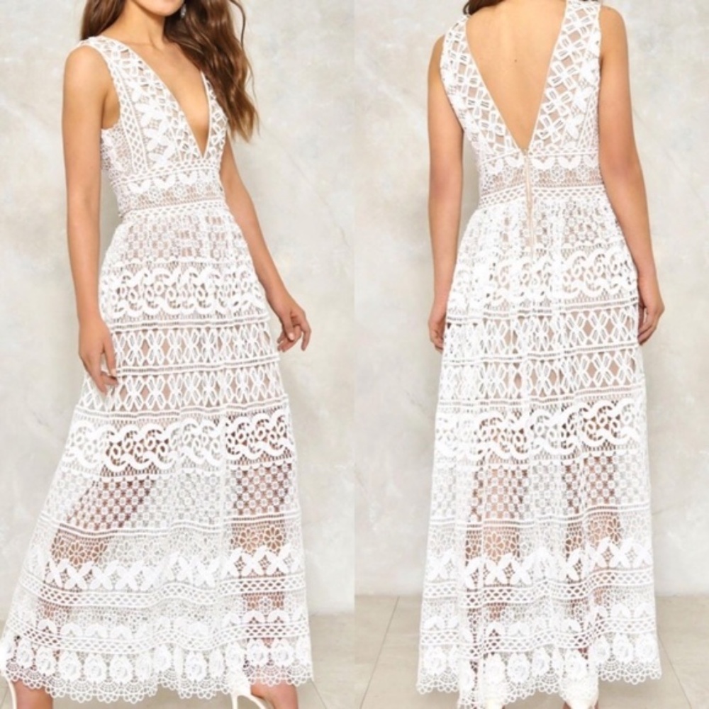 IVIVI Isobel Crochet Lace White Dress By Nasty Gal
